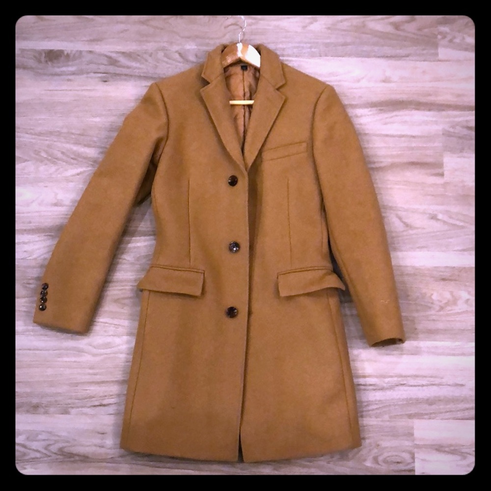 J crew factory camel topcoat size 34, thinsulate